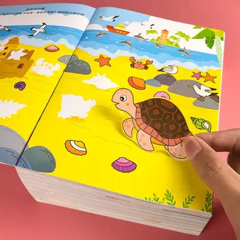  10 Grāmatas Bērnu Koncentrācija Uzlīmju Grāmata 3-8 Gadus Vecu Bērnu Karikatūra Puzzle Fun Apgaismības Smadzeņu Uzlīmes Sākumā Mācību