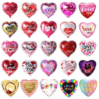  10pcs 18inch Mīlestību, Hēlija Baloni, es Mīlu Tevi, Sirds Formas Folijas gaisa Balons Romantisku Dušu Kāzu Valentīna Diena Puse Rotājumi