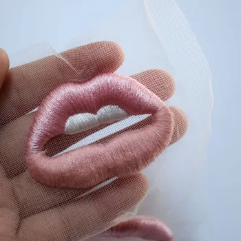  1pc izšuvumi lūpu ielāpus apģērbu 3D muti izšūti piešūt Plāksteri DIY parches Izšuvumi appliques rozā parch ropa