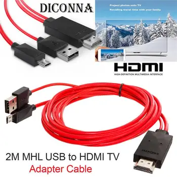  2M MHL-HDMI-saderīgam Adaptera Kabelis HD 1080P Pārveidotāja Adapteris, USB Kabelis HDTV TV Digitālā Audio Kabelis Samsung