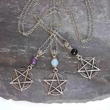  3 Gab./Komplekts Pagānu Wicca Krelles Pentagramma Ragana Pentacle Kaklarota Wiccan Kulons Rotaslietas Sievietes Puses Dāvanu