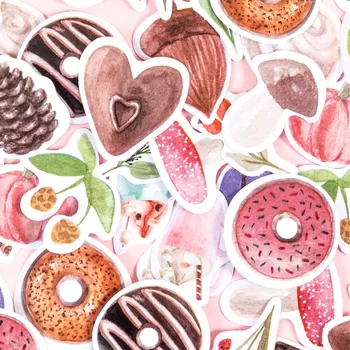  46Pieces uz Iepakojuma Uzlīmes Dekoratīvās Kancelejas preces Uzlīmes Scrapbooking Dienasgrāmata Albumu Pārtikas sēņu kūka donut ķirbju deserts 4CM