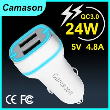  Camason Automobiļa Ātro Lādētāju, USB 24W Maksas Par iphone Xiaomi Huawei tālrunis QC3.0 12V Ātrās Uzlādes Adapteri produktu