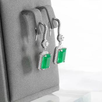  Cellacity sudrabs 925 rotaslietas piliens auskari ar taisnstūra formas emerald dārgakmeņiem, sudraba kāzu puse, vairumtirdzniecības rotaslietas dāvanu