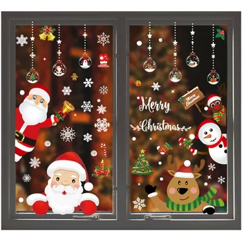  DIY Priecīgus Ziemassvētkus Sienas Uzlīmes Santa Sniegpārslas Logu Stikls Istabas Interjeru PVC Jauno Gadu Ziemassvētku Mājas Dekoru Noņemams Ziemassvētki ir 2021.