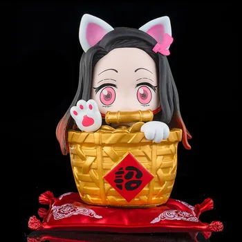  Demon Slayer Anime Darbības Rādītāji Kamado Nezuko Fortune Cat Q Posket PVC Modeļu Kolekcija, Bērnu Rotaļlietas Meitenēm Lelles Dāvanas