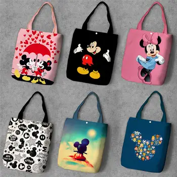  Disney Augstas ietilpības somas Karikatūra mickey mouse Audekls Tote soma pircējs plecu iepirkumu grozs Minnie mouse