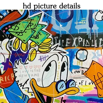  Disney Ielu Grafiti Mākslas Glezniecības Audekls Drukāt Sienas Mākslas Monopols, Donald Duck Attēla Bērnu Istabas Anime Plakāti un Izdrukas