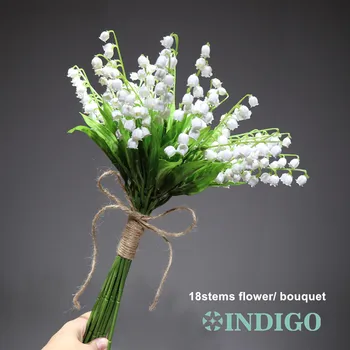  INDIGO-18pcs Balts Convallaria Pušķi Kāzām, Līgavas Pušķis, Ziedu Lily of Valley Pasākuma Centrālais Ziedu Bezmaksas Piegāde