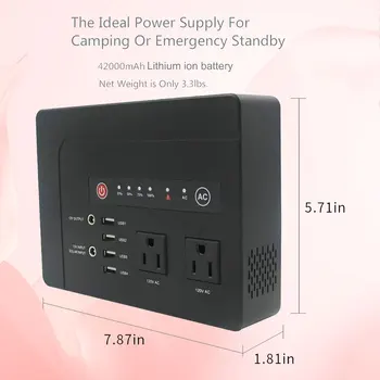  Ir 2021. 200 watt portable power bank ar MAIŅSTRĀVAS kontaktligzdas, 42000mAh barošanas kempings, 2 AC ports, 4 USB porti, 2 DC ostu...