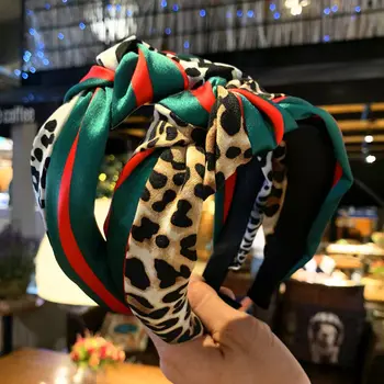  Ir 2021. korejas Plaša brimmed Galvu Svītras Mezgloti Matu Aksesuāri Leopards Drukāt Hit krāsu Hairbands Sejas Mazgāšana Cepures wholesal