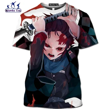  Kimetsu Nav Yaiba T-krekls Smieklīgi Demon Slayer Vīriešu T-krekli 3D Anime Cosplay Tees Īsām Piedurknēm Streetwear Izmēra T-krekls