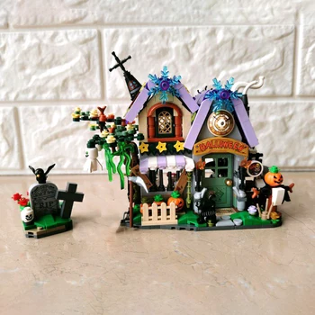  LOZ 1233 Halloween House Koka Gars Ķirbju Monster Dzīvnieku Kapa piemineklis Modelis Mini Bloki, Ķieģeļi Celtniecības Rotaļlieta Bērniem, kas nav Kaste