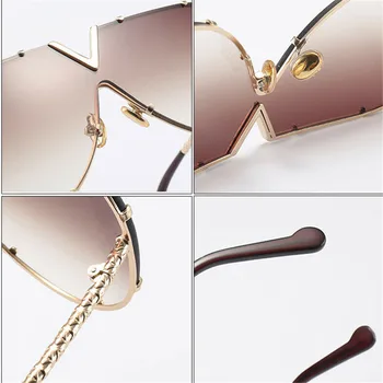  Lielgabarīta Metāla Rāmja Saulesbrilles Sieviešu Modes Zīmola Toņos, Spoguļi Saules Brilles