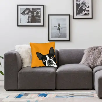  Luksusa Peeking Bostonas Terjers Funny Suns Mākslas Spilvenu Pārvalki Mīksta Dāvana Suņu Mīļotājiem Kucēns Spilvena, lai Auto Dzīves Telpu Dekorēšana