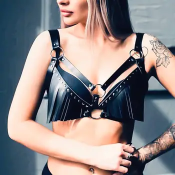  Modes Ādas Krūšturis, Krūšu Josta Apakšveļa Sievietēm Rīku Goth Prievīte Jostas BDSM Fetišs Top Verdzība Vidukļa Melns Pušķis Bikšturi