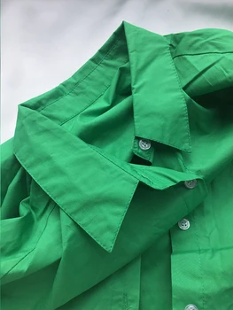  Momoluna Sieviete Zaļā Krāsā Ar Garām Piedurknēm Lielajam Brīvs Krekls, Blūze Apģērbs