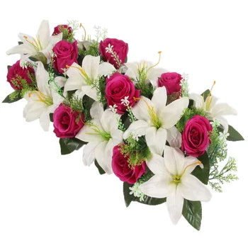  Mākslīgo ziedu rindā, arkas, ziedu sienas lilija arch augstas imitācija rožu DIY kāzu ceļa novest puse, Ziemassvētku dekori Augstas kvalitātes zīda