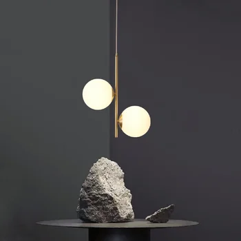  Mūsdienu vienkāršu Vara Restorāns Kulons gaismas luksusa Gultas Ziemeļvalstu dizaineru Radošā personalizētu Akrila bumbu G9 Karājas lampas