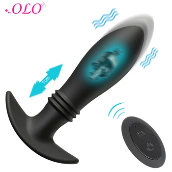  OLO 10 Režīmi Butt Plug Teleskopiskie Dildo, Vibratori Thrusting Darbības Vīriešu Prostatas Massager Anālais Vibrators