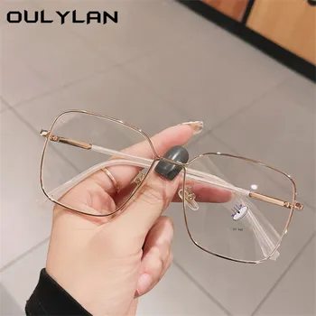  Oulylan Jaunu Lielizmēra Kvadrātveida Brilles Sievietēm Luksusa Anti Zilā Gaisma Brilles Dāma Metāla Rāmis Sieviete Melnā Zelta Sudraba Optiskās