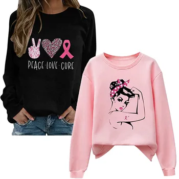  Pink Ribbon ir Krūts Vēža Apzināšanās garām Piedurknēm Krūts Vēža Izpratnes Krekli, Sieviešu apģērbi Mēnesi T-Kreklu oktobris