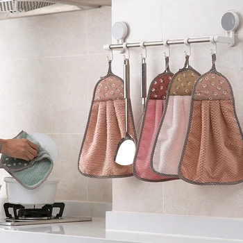  QDRR 1GB Roku dvieļu sadzīves jauki karājas tips absorbējošs dvielis virtuves slinks lupatu noslaucīt lakatiņu tīrtoņa krāsas bērnu dvieli #07