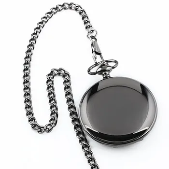  Retro Melns Modes Sudraba Gluda Steampunk Kvarca Kabatas pulkstenis no Nerūsējošā Tērauda Kulons 30 CM Ķēdes Vīrieši Sievietes relogio