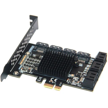  SATA PCIE 1X Adapteris 6/10/16 Ostas PCIE X4 X8 X16 ar SATA 3.0 6Gbps Likmes Paaugstinājuma Paplašināšanas Karti PCI Express SATA III Kontrolieris