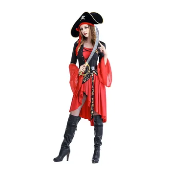  Sieviešu Pirātu Cosplay Kostīmu Par Halloween Puse Sieviešu Fantasias Sexy Kleitas Skelets Cepuri Kapteinis Noslēpt Lomu Spēli Valkā