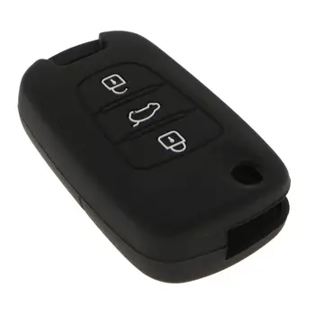  Silikona Auto Tālvadības Atslēgu Somiņa 3 Pogas Automātiska Taustiņu Gadījumā Par Hyundai Kia Melns