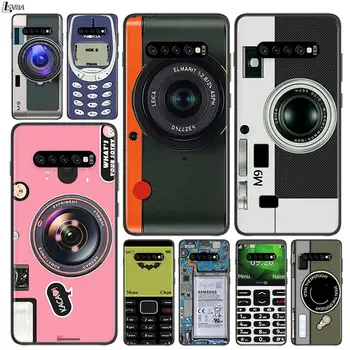  Smieklīgi Fotokamerai Retro Lentes Samsung Galaxy Note 20 S20 FE Lite Ultra 10 9 8 Pro S10E S10 5G S8 S9 S7 S6 Plus Black Telefonu Gadījumā