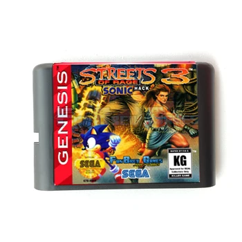  Streets Of Rage 3 Sonic Versija, 16 bitu MD Atmiņas Karti Sega Mega Drive 2 SEGA Genesis Megadrive