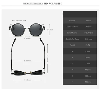  Sudraba Melnā Metāla Polarizētās Saulesbrilles, Gothic Steampunk Saulesbrilles, Vīriešu Sieviešu Modes Retro Vintage Vairogs Briļļu Toņos 2020