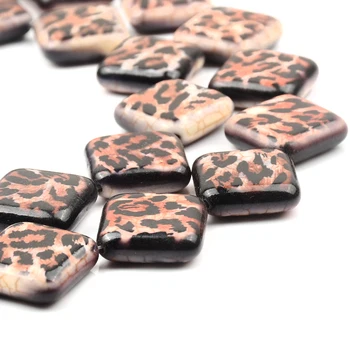  Sīkfailu krellītēm Zaudēt Distances kvadrāta Formas Leopard Modeļus Keramikas Krelles Rotaslietas Pieņemšanas DIY Šarmu Rokassprādzi, Kaklarotu