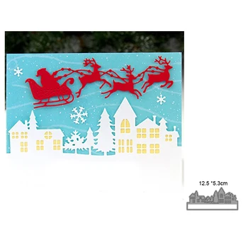  Trīs aļņi, velkot kamanas Santa Claus Ziemassvētku Metāla Griešanas Albums Pelējuma Pieņemšanas Apsveikuma kartiņu Kuģis Ir 2021. Jaunu DIY Mākslas Papīru