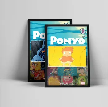  Vintage Plakāti Ponyo On The Cliff Hayao Miyazaki Plakātu, Mājas Dekoru, Kanvas, Sienu Uzlīmes Retro Dekoratīvais krāsojums, lai Bērnu Istabas