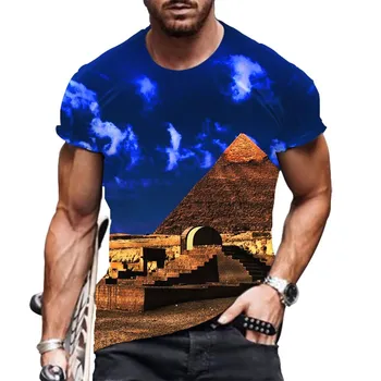  Vīriešu T-Krekls Ir 2021. Vasaras Lielgabarīta Jaunā Ēģiptes stilā ar Īsām Piedurknēm Vīriešu 3D Digitālā Druka O veida Kakla T-Krekls Vīriešu Modes Topi