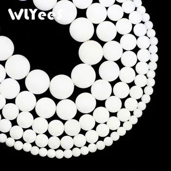  WLYeeS augstākās kvalitātes Dabīgā Akmens Matēts Balts Tridacna Akmens 4 6 8 10 12 mm šarmu Kārtas Zaudēt pērlīšu rotaslietas aproces Pieņemšanas DIY
