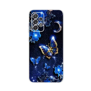  Zils Tauriņš Case For Samsung Galaxy A52 Gadījumā SM-A525F Mīksto Slim Fundas Tālruņa Vāciņš Samsung A52 52 5G Telefonu Gadījumos Buferi