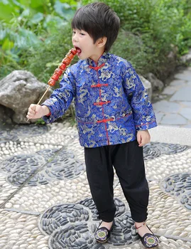  Ķīnas Pavasara Svētki Bērniem Mētelis Zēnu Drēbes Pūķis Puse, Kostīmi, Bērnu Zēnu Žaketes Bērniem Tērpi Virsdrēbes Ķīnas Kleitu